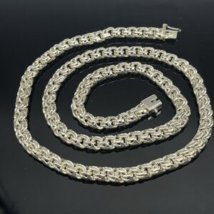 Solid 925 Sterling Silver 7mm Chino Chain Heavy Necklace 76g Men's 23 inches